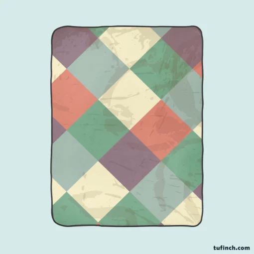 Square Elegant Patchwork Vintage Design Fleece Blanket 1