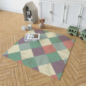 Square Elegant Patchwork Vintage Design Rug 1