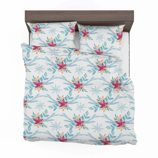 Square Pattern Poinsettia Flower Bedding Set 2