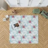 Square Pattern Poinsettia Flower Rug