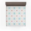 Square Pattern Snowflake Red Hearts Fitted Sheet