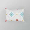 Square Pattern Snowflake Red Hearts Pillow Case