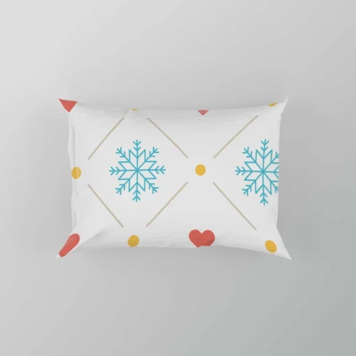 Square Pattern Snowflake Red Hearts Pillow Case