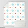 Square Pattern Snowflake Red Hearts Sherpa Fleece Blanket