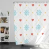 Square Pattern Snowflake Red Hearts Shower Curtain