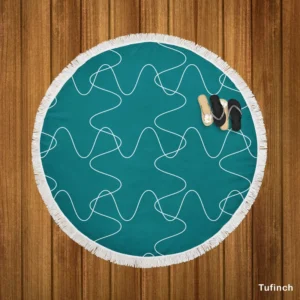 Square Shaped Waves Minimal Pattern Round Beach Towel