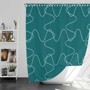 Square Shaped Waves Minimal Pattern Shower Curtain