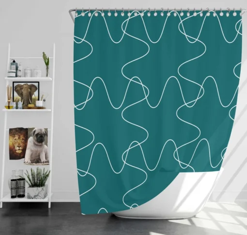 Square Shaped Waves Minimal Pattern Shower Curtain