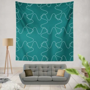 Square Shaped Waves Minimal Pattern Wall Tapestry