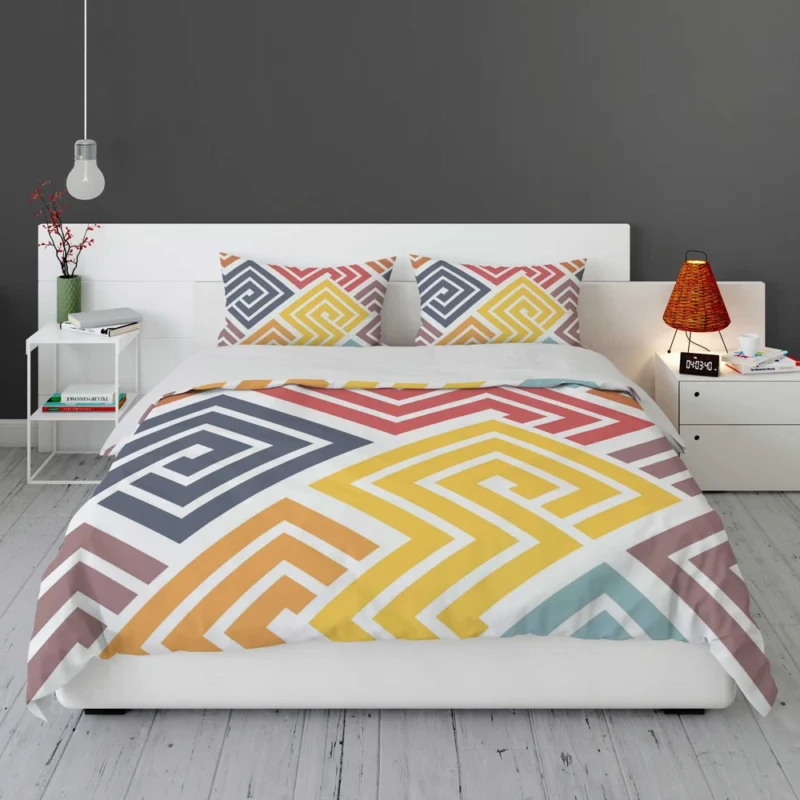 Square Spiral Multicolored Bedding Set 1