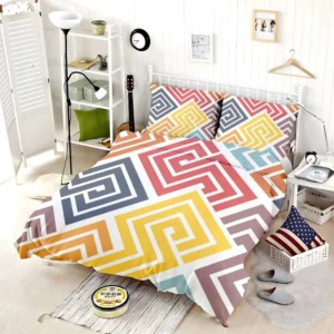 Square Spiral Multicolored Bedding Set