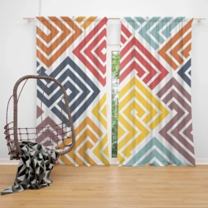 Square Spiral Multicolored Curtain