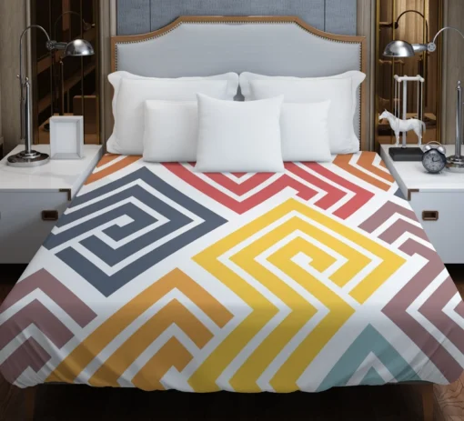 Square Spiral Multicolored Duvet Cover