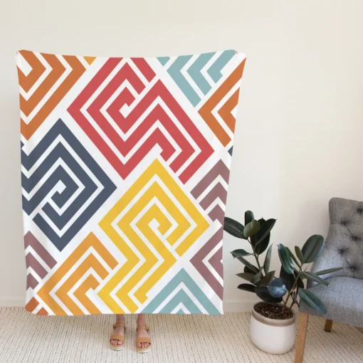 Square Spiral Multicolored Fleece Blanket