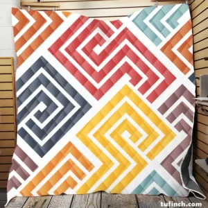 Square Spiral Multicolored Quilt Blanket