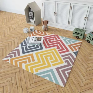 Square Spiral Multicolored Rug 1