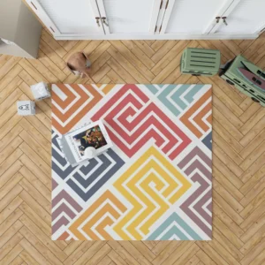 Square Spiral Multicolored Rug