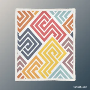 Square Spiral Multicolored Sherpa Fleece Blanket 1