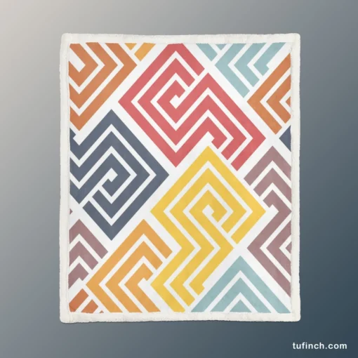 Square Spiral Multicolored Sherpa Fleece Blanket 1