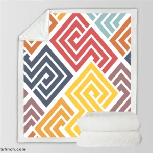 Square Spiral Multicolored Sherpa Fleece Blanket