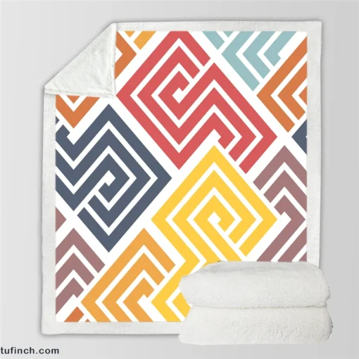 Square Spiral Multicolored Sherpa Fleece Blanket