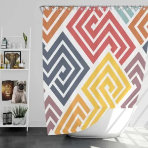 Square Spiral Multicolored Shower Curtain