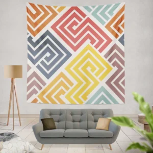 Square Spiral Multicolored Wall Tapestry