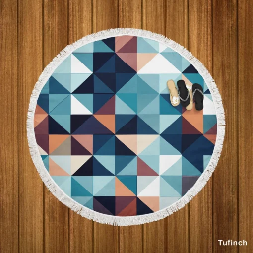 Square Style Geometrics Triangle Round Beach Towel