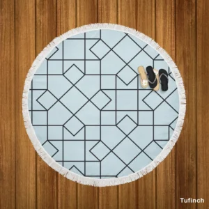 Square Tessellation Minimalist Round Beach Towel