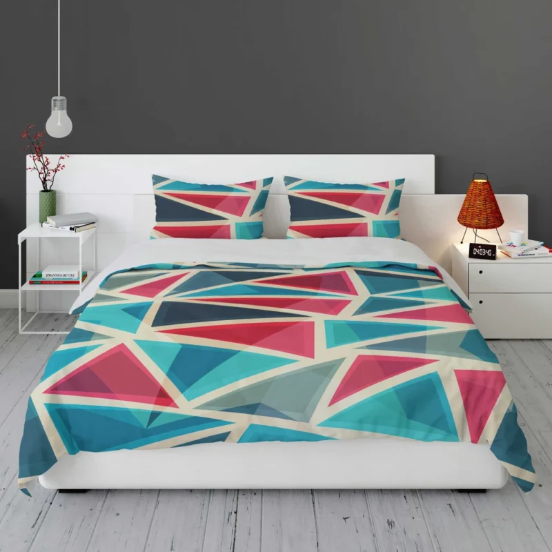 Stained Glass Blue Red Color Triangle Bedding Set 1