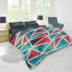 Stained Glass Blue Red Color Triangle Duvet Cover 1