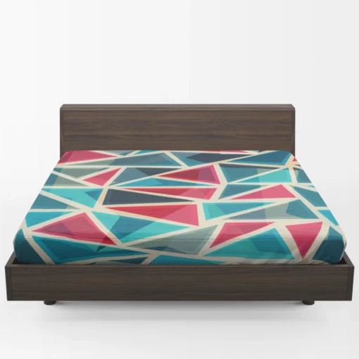 Stained Glass Blue Red Color Triangle Fitted Sheet 1