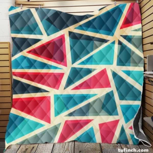 Stained Glass Blue Red Color Triangle Quilt Blanket