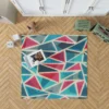 Stained Glass Blue Red Color Triangle Rug