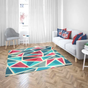 Stained Glass Blue Red Color Triangle Rug 2