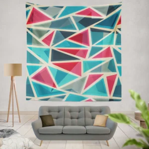 Stained Glass Blue Red Color Triangle Wall Tapestry