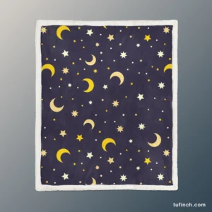 Star And Moon Pattern Sherpa Fleece Blanket 1