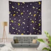 Star And Moon Pattern Wall Tapestry