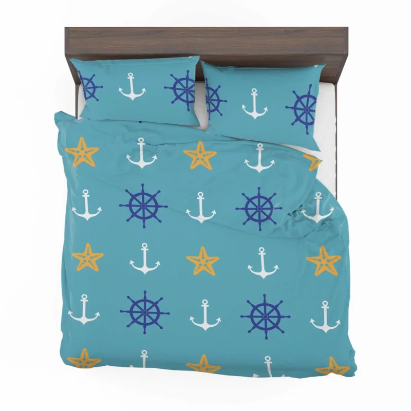 Starfish Wheel Anchor Nautical Pattern Bedding Set 2