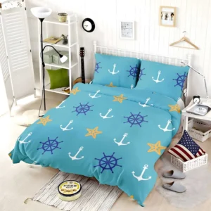 Starfish Wheel Anchor Nautical Pattern Bedding Set