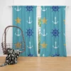 Starfish Wheel Anchor Nautical Pattern Curtain