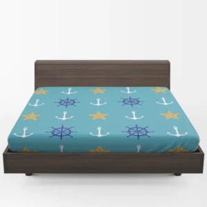 Starfish Wheel Anchor Nautical Pattern Fitted Sheet 1