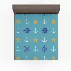 Starfish Wheel Anchor Nautical Pattern Fitted Sheet