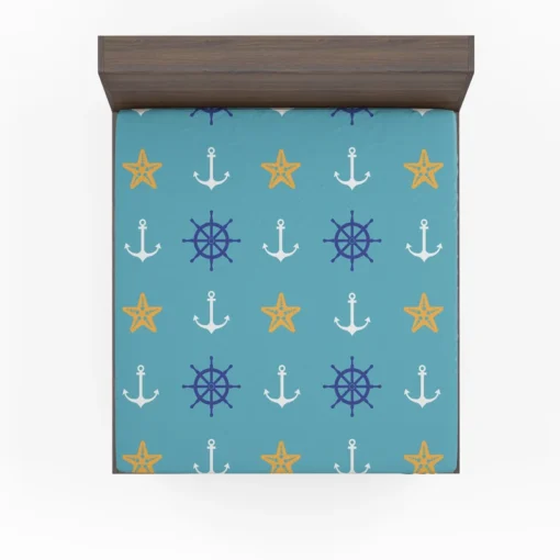 Starfish Wheel Anchor Nautical Pattern Fitted Sheet