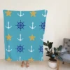 Starfish Wheel Anchor Nautical Pattern Fleece Blanket