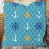 Starfish Wheel Anchor Nautical Pattern Quilt Blanket