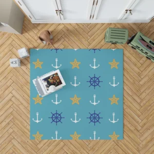 Starfish Wheel Anchor Nautical Pattern Rug