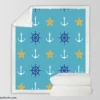 Starfish Wheel Anchor Nautical Pattern Sherpa Fleece Blanket