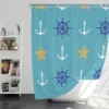 Starfish Wheel Anchor Nautical Pattern Shower Curtain