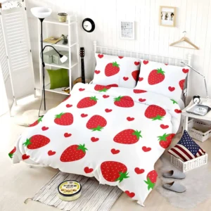 Strawberries Love Heart Bedding Set